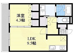 RJRプレシア博多駅前 1LDKの間取図画像