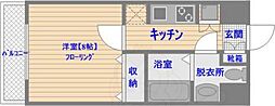 ピュアドームブライトン博多 1Kの間取図画像