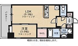コモテリア渡辺通 1LDKの間取図画像