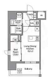 シーズンフラッツ渡辺通 1LDKの間取図画像