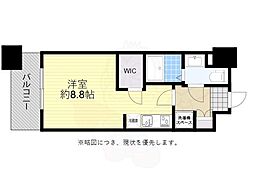 パークアクシス福岡県庁前 ワンルームの間取図画像