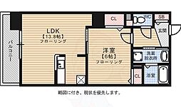 S-FORT警固タワー 1LDKの間取図画像