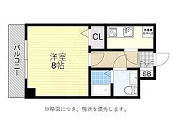 ピュアドームグレース博多 1Kの間取図画像