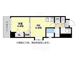 アンジェール高砂 1DKの間取図画像