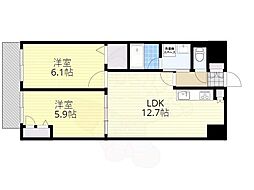 アトラスアルファーノ箱崎 2LDKの間取図画像