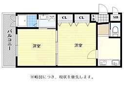 エンクレスト中呉服 2Kの間取図画像