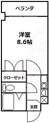 メモリアル博多 1Kの間取図画像
