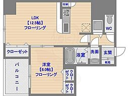 S-FORT警固タワー 1LDKの間取図画像