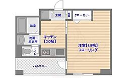 ニューロング博多 1Kの間取図画像
