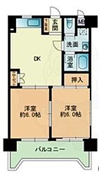 アイレックス南天神 2DKの間取図画像