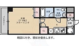 ピュアドームエクセル博多 1Kの間取図画像