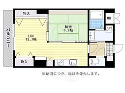 レジデンスカープ博多 1LDKの間取図画像