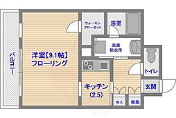 博多プレイス 1Kの間取図画像