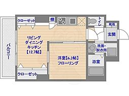 レジデンスカープ博多 1LDKの間取図画像