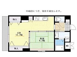 レジデンスカープ博多 1LDKの間取図画像