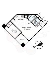 クレアウォーターマーク 1LDKの間取図画像