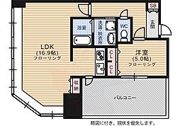 KDXレジデンス大濠ハーバービュータワー 1LDKの間取図画像