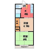 太陽マンション105棟  ｜ 栃木県宇都宮市鶴田町（賃貸アパート2K・2階・32.60㎡） その2