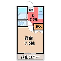 トサキハイツ Ｉ  ｜ 栃木県宇都宮市川田町（賃貸アパート1K・2階・26.37㎡） その2