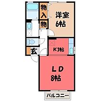 栃木県真岡市亀山1丁目（賃貸アパート1LDK・1階・41.26㎡） その2