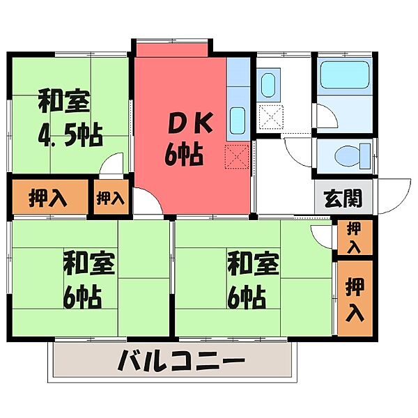 栃木県宇都宮市上横田町(賃貸アパート3DK・1階・52.17㎡)の写真 その1