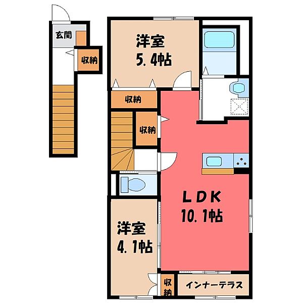 仮)シェルルスターテラス鶴田 ｜栃木県宇都宮市鶴田町(賃貸アパート2LDK・2階・54.83㎡)の写真 その2