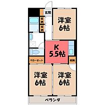 林ハイツ I  ｜ 栃木県宇都宮市御幸ケ原町（賃貸マンション3K・3階・51.70㎡） その2