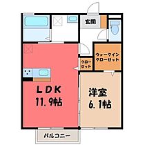 栃木県宇都宮市下岡本町（賃貸アパート1LDK・2階・46.75㎡） その2