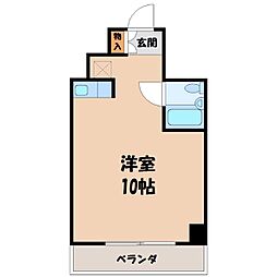 コートサイドハイツ ワンルームの間取図画像