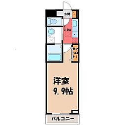 東武宇都宮線 東武宇都宮駅 バス14分 明保小東口下車 徒歩8分の賃貸アパート 2階1Kの間取り