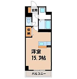 JR東北本線 宇都宮駅 徒歩8分の賃貸マンション 6階ワンルームの間取り