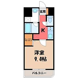 宇都宮芳賀ライトレール線 峰駅 徒歩20分の賃貸マンション 1階1Kの間取り