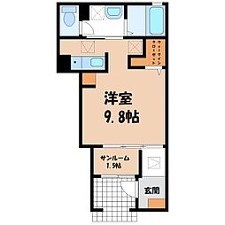 グリーンズ・サツキA ワンルームの間取図画像