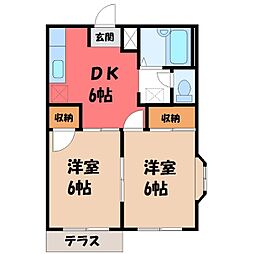 エルディム秀宝 2DKの間取図画像