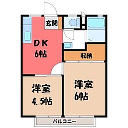 清成ハイツ 2DKの間取図画像