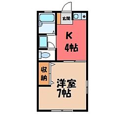 コーポ小川 1Kの間取図画像