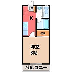 マノール東峰 1Kの間取図画像