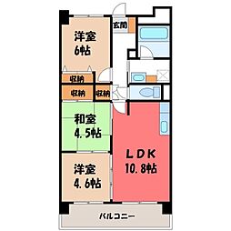 元今泉レジデンス 2SLDKの間取図画像