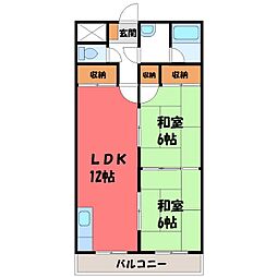 クランブレ西川田 2LDKの間取図画像
