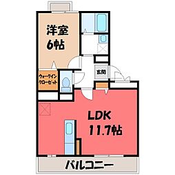 グランドキャッスルFUKUCHIA棟 1LDKの間取図画像