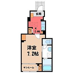 エリタージュ II 1Kの間取図画像