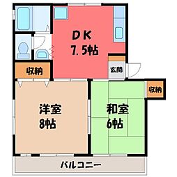 イーストハイツ 2LDKの間取図画像