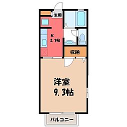シーズンコートD 1Kの間取図画像