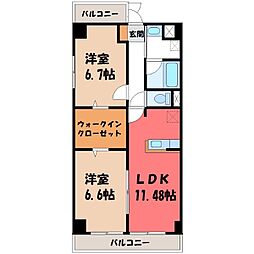 グランヒルズ 2LDKの間取図画像
