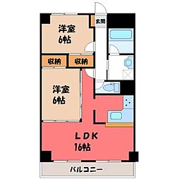 アルファーレジデンス駅東 2LDKの間取図画像
