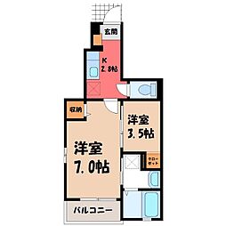 リリーオブナイル 2Kの間取図画像