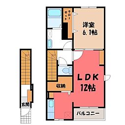 かりんA 1LDKの間取図画像