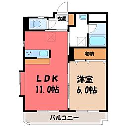 グリーンヒルズ 1LDKの間取図画像