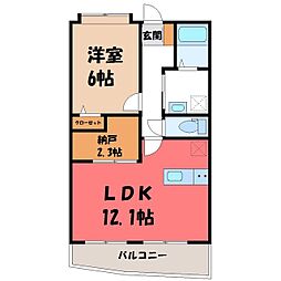 秋桜館・西原 1LDKの間取図画像