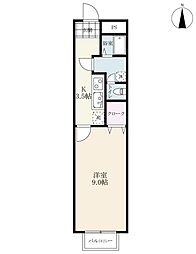 コーポ峰B 1Kの間取図画像